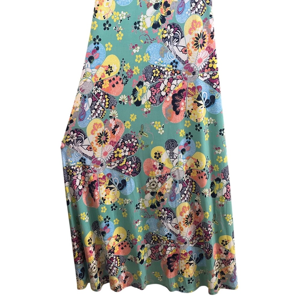 Judith‎ March Aqua Floral Geometric Sleeveless Racerback Maxi Dress Size Large - Picture 5 of 8